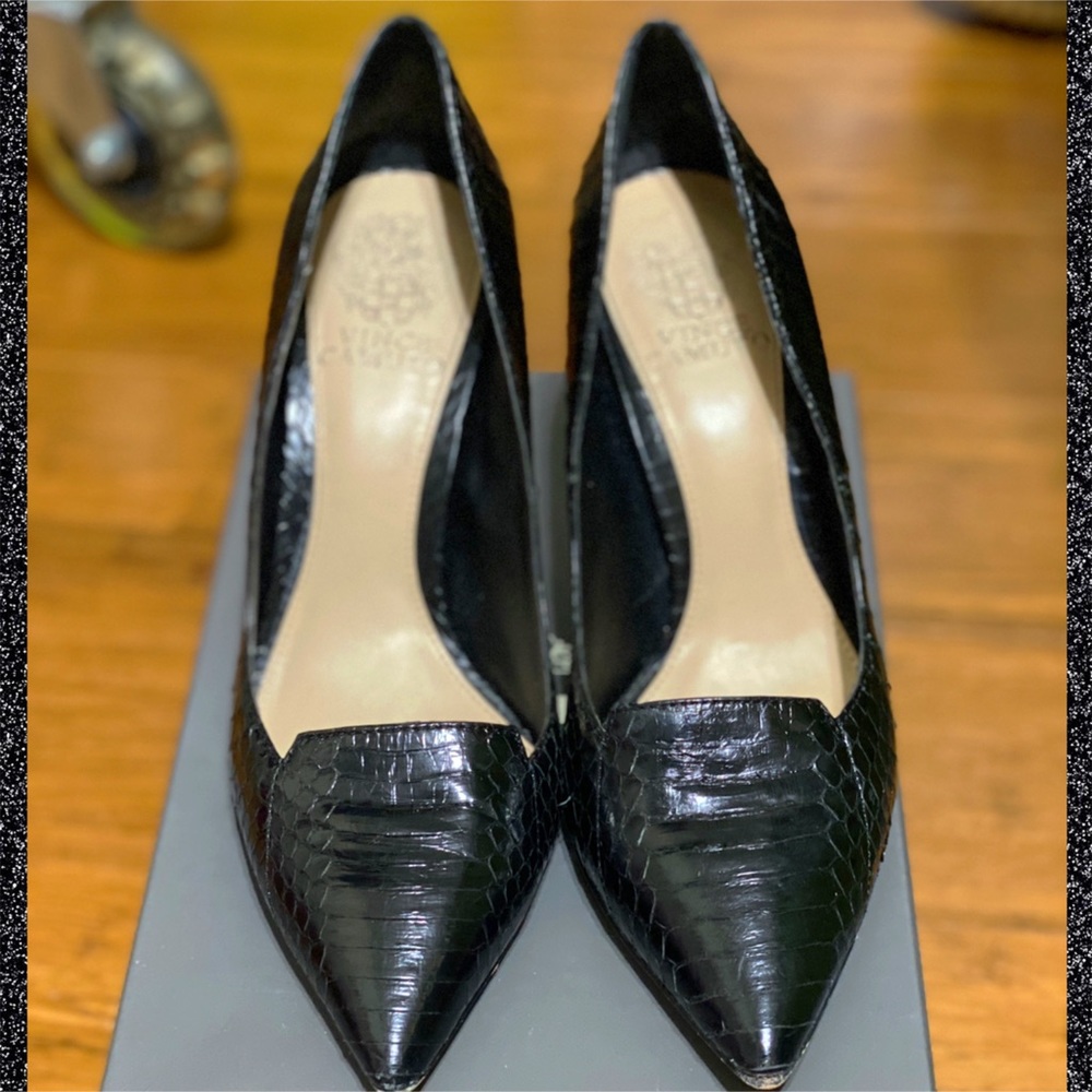 Vince Camuto Black Glazed Snake Heel